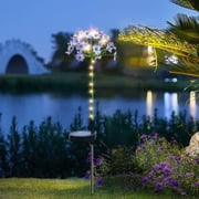 Solar Street Lights Outdoor Waterproof Solar Lights, New Solar Hundred Flower Light Border LED Light Ground Plug Lamp Outdoor Waterproof Simulation Garden