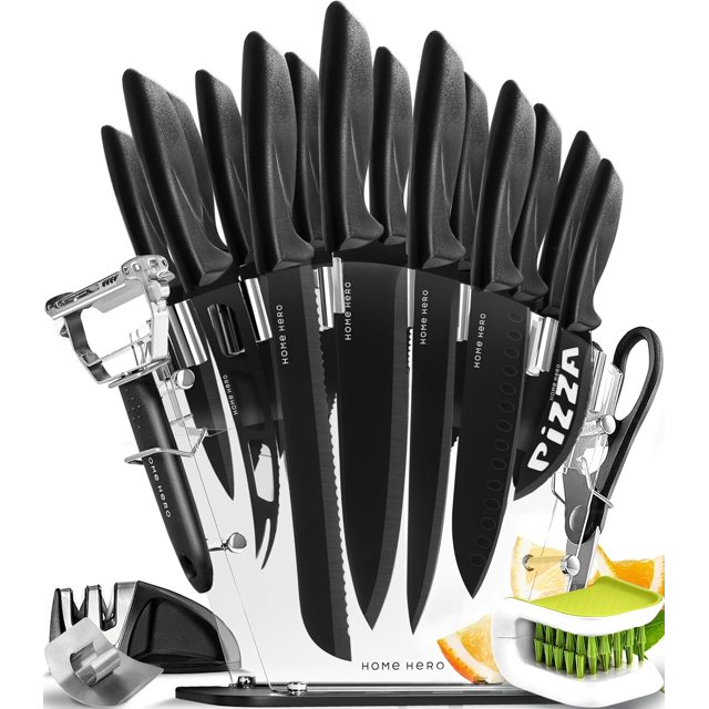 Ensemble de Couteaux de Cuisine en Acier Inoxydable UltraSharp Couteau de Chef avec Aiguiseur de Couteaux Couteaux à Steak Couteau Cuisine (Ensemble avec Étui)