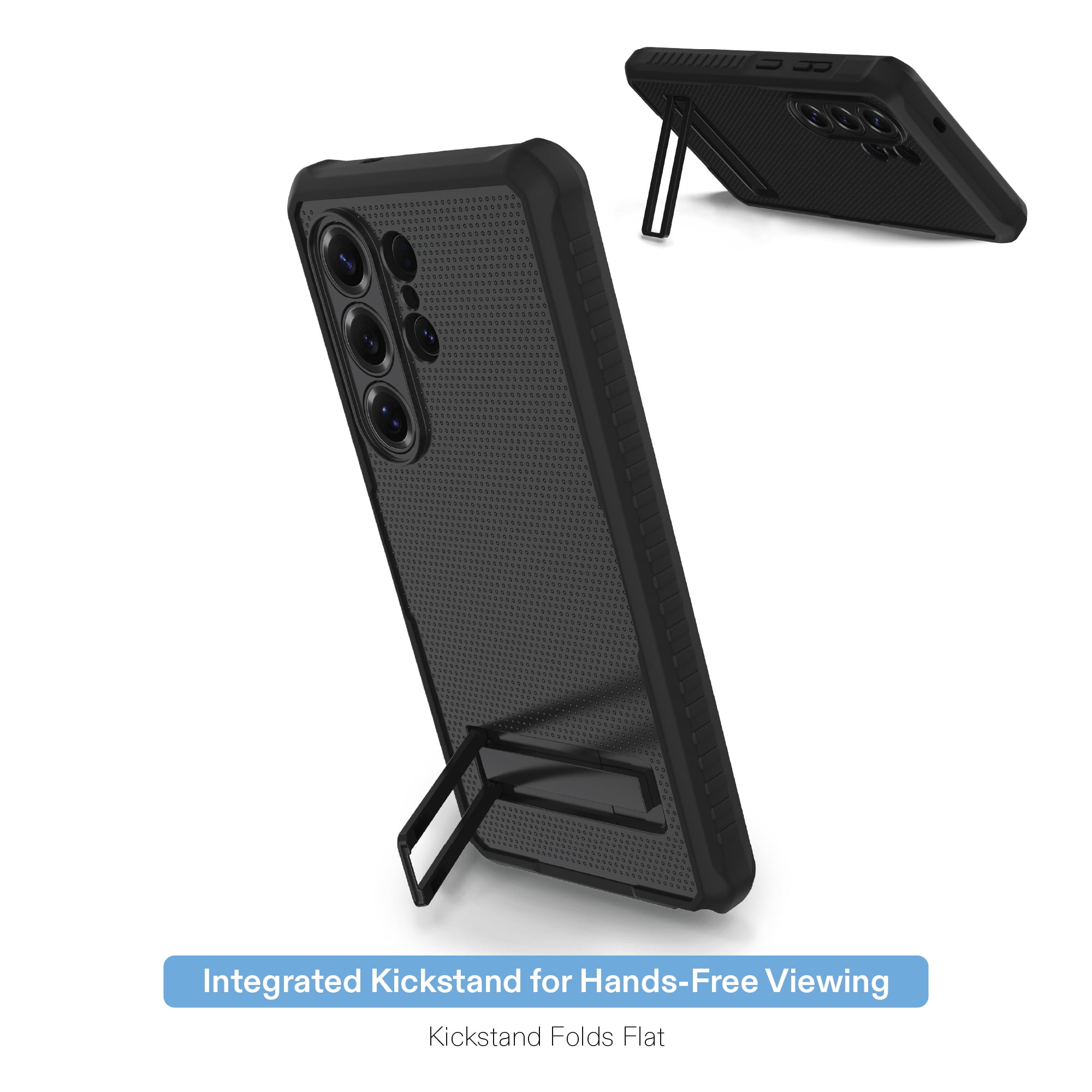 onn Magnetic Compatible Rugged Phone Case with Kickstand for Samusung Galaxy S26 Ultra - Black