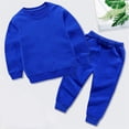 thumbnail image 1 of LSLJS Ensemble Automne Hiver pour Tout-Petits Garçons Filles, Bonbon, Couleur Unie, Chandail à Col Rond et Pantalon de Jogging ( Bleu, 9-10 Ans ), 1 of 5