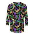 thumbnail image 5 of Penkiiy 2024 Chemise Manches 3/4 Mardi Gras Blouse Fantaisie Carnaval Masque Imprimé Tunique Thème Fête Col Rond Tee S Multicolore, 5 of 5
