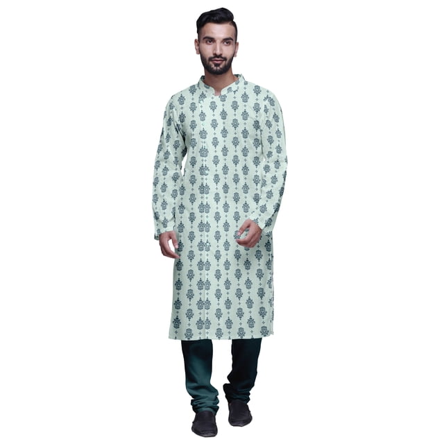 Atasi Kurta Pyjama de Fête pour Hommes Col Mandarin Manches Longues Kurta Pyjama Ethnique