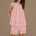 thumbnail image 4 of Womens Two Piece Lounge Set Summer Vacation Outfits Patchwork Sleeveless Tank Top and Shorts Sets with Pockets, 4 of 8