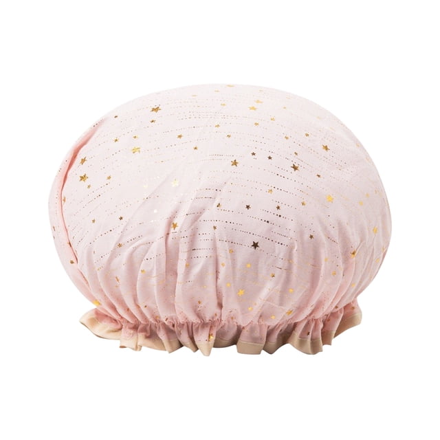 Double Layer Lace Shower Cap | Reusable Plastic Elastic Bathing Cap for Spa, Hotel & Hair Salon | Waterproof Hair Protection for Adults