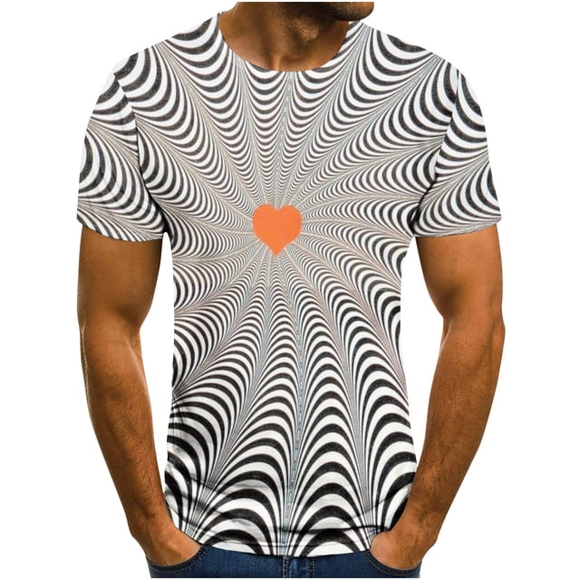 Fridja T-Shirt à Imprimé pour Homme Été Décontracté Grande Taille Manches Courtes Col Rond T-Shirt à Imprimé 3D Haut Graphique Abstrait Fantaisie pour Cyclisme Jogging (Gris, 3TG) (Gris, 3TG)