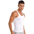 thumbnail image 3 of Ocealan Men's Tank Swimsuit Top Athletic Vest Rash Guard Shirt Solid Color Sleeveless Workout Playwear White L, 3 of 7