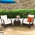 thumbnail image 4 of Costway 3 PCS Patio Wicker Rattan Furniture Set Coffee Table & 2 Rattan Chair W/Cushions, 4 of 10