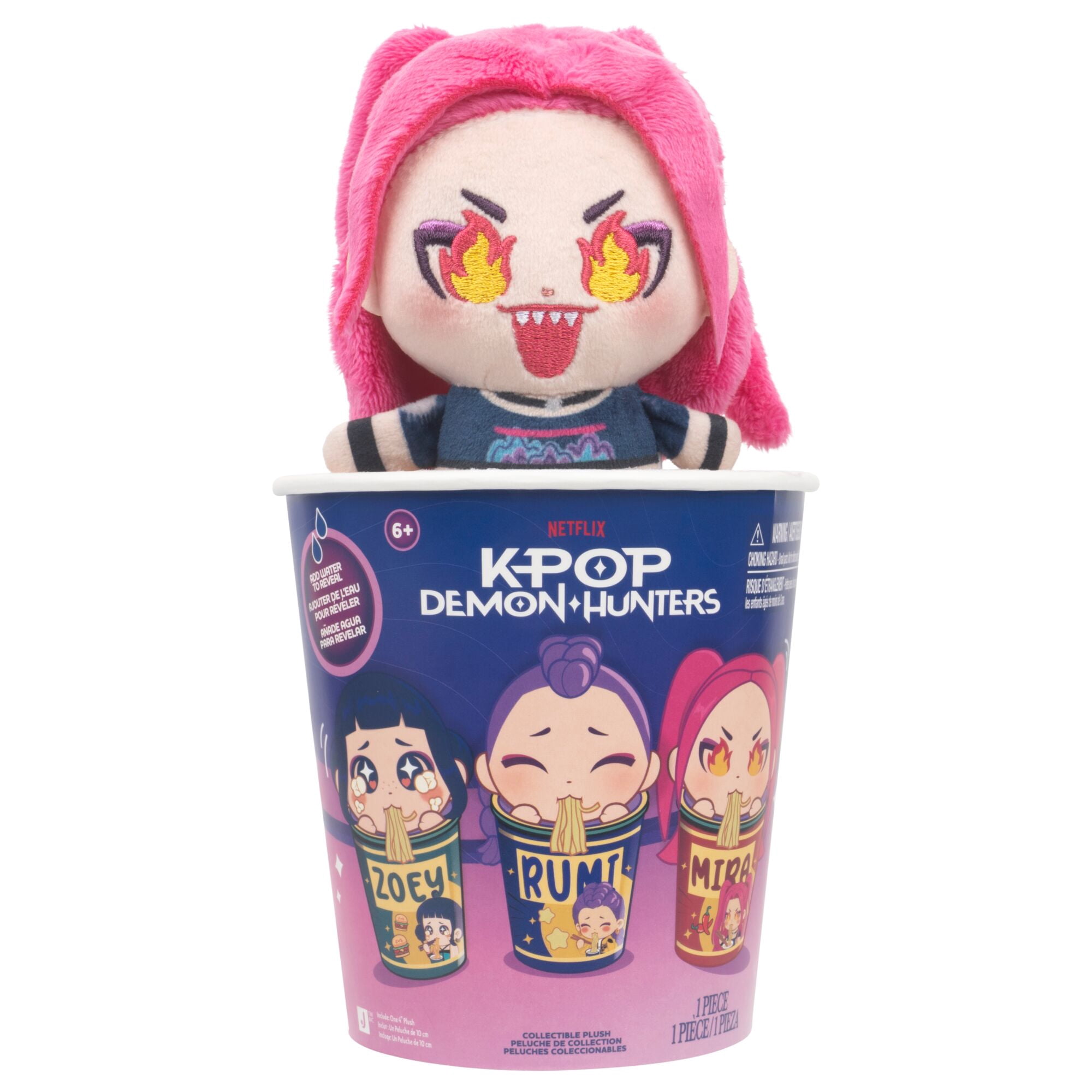 KPop Demon Hunters 4" Blind Mini Ramyeon Cups Assortment - Magic Water Reveal - Mini Collectible Plush - Ages 6+