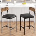 thumbnail image 1 of EastVita Bar Stools Set of 2, Upholstered Bar Chairs with Back, 25.5 Inches Kitchen Bar Stools with Footrest, Thick Cushion, Counter Height Barstools for Island, Counter Bar, 1 of 5