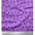 thumbnail image 1 of Soimoi Purple polyester Crepe Fabric Web & Spider Insects Print Fabric by the Yard 42 Inch Wide, 1 of 3