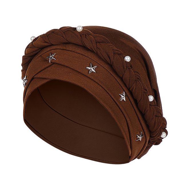 Women Beading Braid India Hat Muslim Ruffle Cancer Chemo Beanie Turban Wrap Cap
