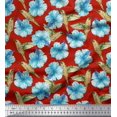 thumbnail image 1 of Soimoi Modal Satin Fabric Hummingbird & Floral Decor Fabric Printed Yard 42 Inch Wide, 1 of 3