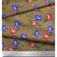 thumbnail image 2 of Soimoi Polyester Crepe Fabric Leaves & Azalea Floral Print Fabric by Yard 42 Inch Wide, 2 of 3