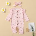 thumbnail image 4 of Xingqing 2PCS Infant Baby Girls Floral Printing Long Sleeve O-Neck Button Jumpsuit Suit, 4 of 9