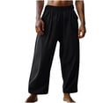 thumbnail image 1 of WRKEKC Casual Pants for Men Casual Pocket Drawstring Solid Color Elastic Waist Side Drawstring Cropped Pants for Daily Casual Outings Lounge Comfortable Wear, 1 of 4