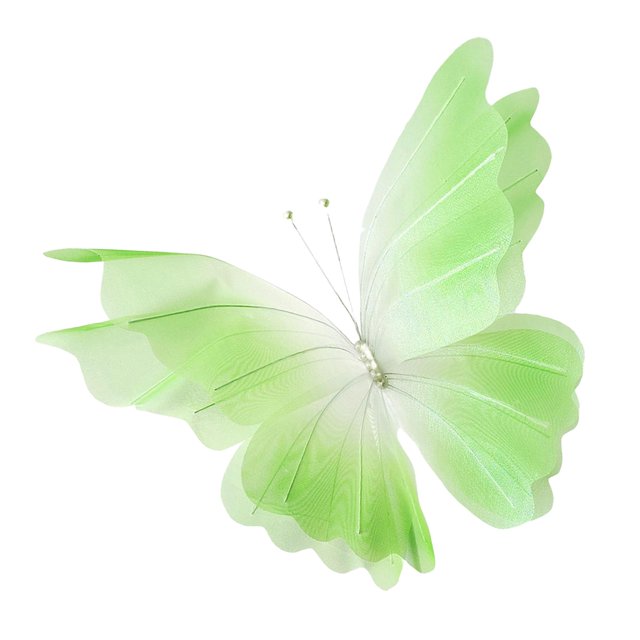 KLKCMS Artificial Gauze Butterfly with Standing Base Crafts Fake Wedding Decoration Green