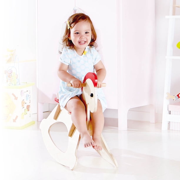 Cheval à Bascule Hape – Bois – Arceau Ajustable – Dès 10 Mois – Développe L’Équilibre