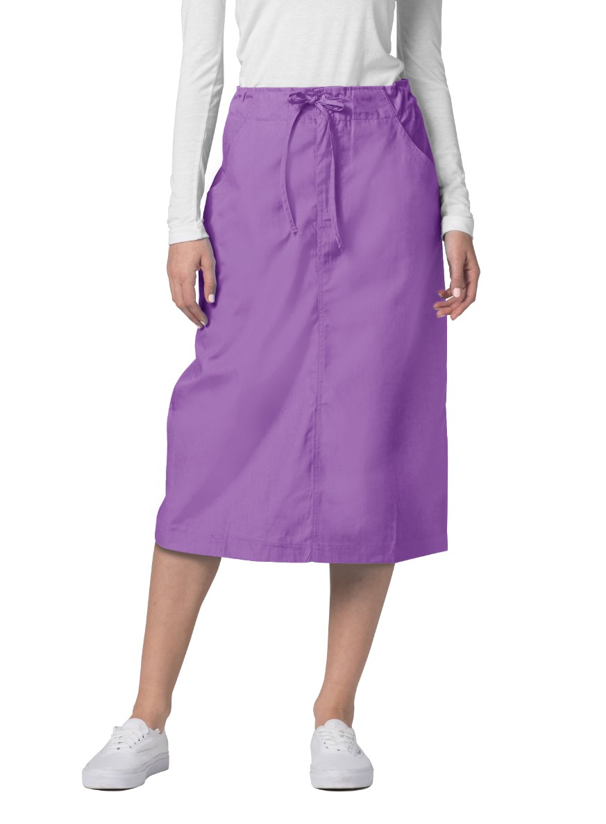Adar Universal Scrub Skirts For Women - Mid-Calf Drawstring Scrub Skirt