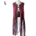 thumbnail image 3 of QualitChoice Gilet Sans Manches pour Femmes à devant Ouvert Style Western Respirant à Franges Jupe Délicate Retrait de Taille Cardigan Attrayant Rouge Vin G, 3 of 6