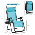 thumbnail image 3 of Outsunny 2 Piece Foldable Lounge Chair with Canopy Shade, Sky Blue, 3 of 10