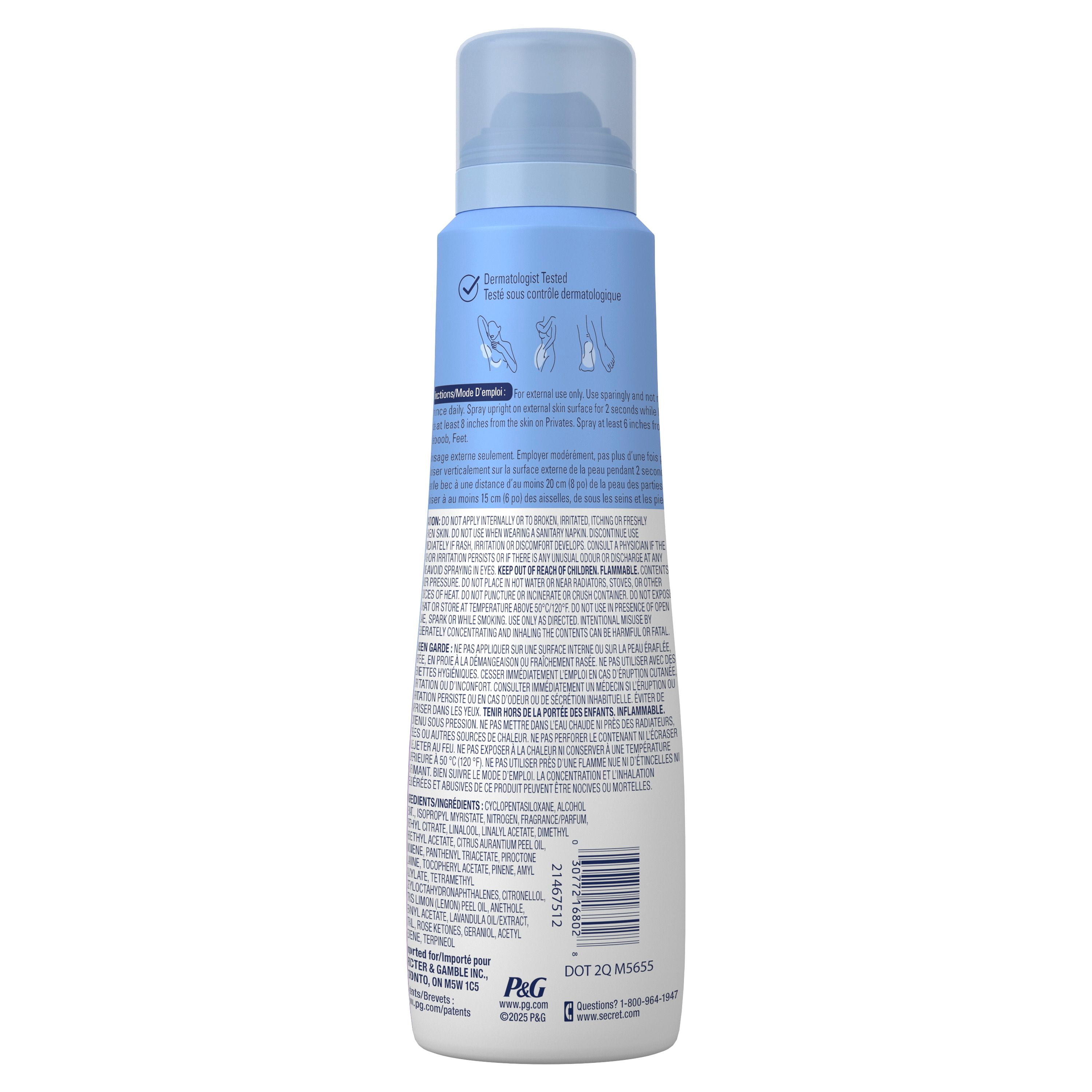 Secret Whole Body Aluminum Free Deodorant for Women Body Spray Lilac & Waterlily