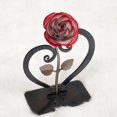 thumbnail image 1 of Valentine's Day Rose Iron Sculpture with Heart-Shaped Bracket 8.5 in Tall Powder-Coated Red Metal Rose Gift, 1 of 2