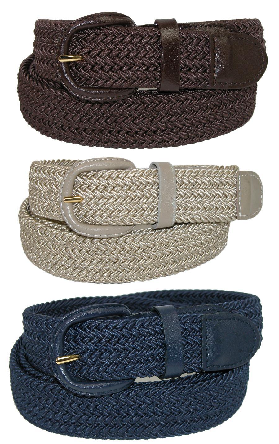 CTM® Ceinture Tressée Élastique Extensible (Lot de 3 Couleurs) (pour Hommes)