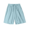 thumbnail image 1 of Ashirexll Shorts d'Été pour Femmes, Pantalon Court en Imitation Imprimée et Lin, 1 of 3