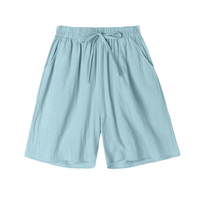 Ashirexll Shorts d'Été pour Femmes, Pantalon Court en Imitation Imprimée et Lin