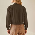 thumbnail image 4 of HongQid Women's Bomber Jackets Winter Trendy Varsity Jackets Shackets Button Down Cropped Coats with Pockets, 4 of 9