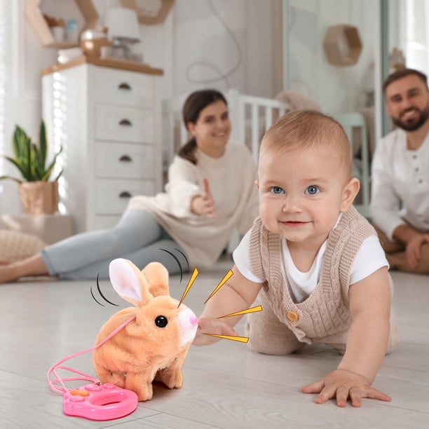 Bunby Mon Jouet Lapin Réaliste Jouet Lapin Réaliste pour Enfants Imitateur du Genre Lapin Jouets Lapin pour Enfants Qui Sautent, Tic-Tac-Tac et Secouent les Oreilles