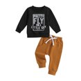 thumbnail image 1 of FAROOT Baby Boys Pants Set,Crew Neck Letters Print Sweatshirt with Elastic Waist Sweatpants, 1 of 8