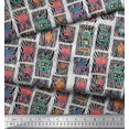 thumbnail image 2 of Soimoi Modal Satin Fabric Woodgrain Texture & Cartoon Machine Hardware Print Fabric by Yard 42 Inch Wide, 2 of 3
