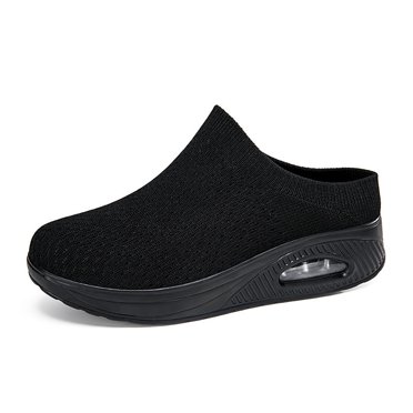 TJAZFJPA Pantoufles pour Femmes Intérieur et Extérieur Dos Fermé Mode pour Femmes Couleur Unie Pantoufles à Plateforme en Maille Chaussures Décontractées Confortables Pantoufles d'Automne pour Femmes Extérieur Pantoufles Noires Femmes
