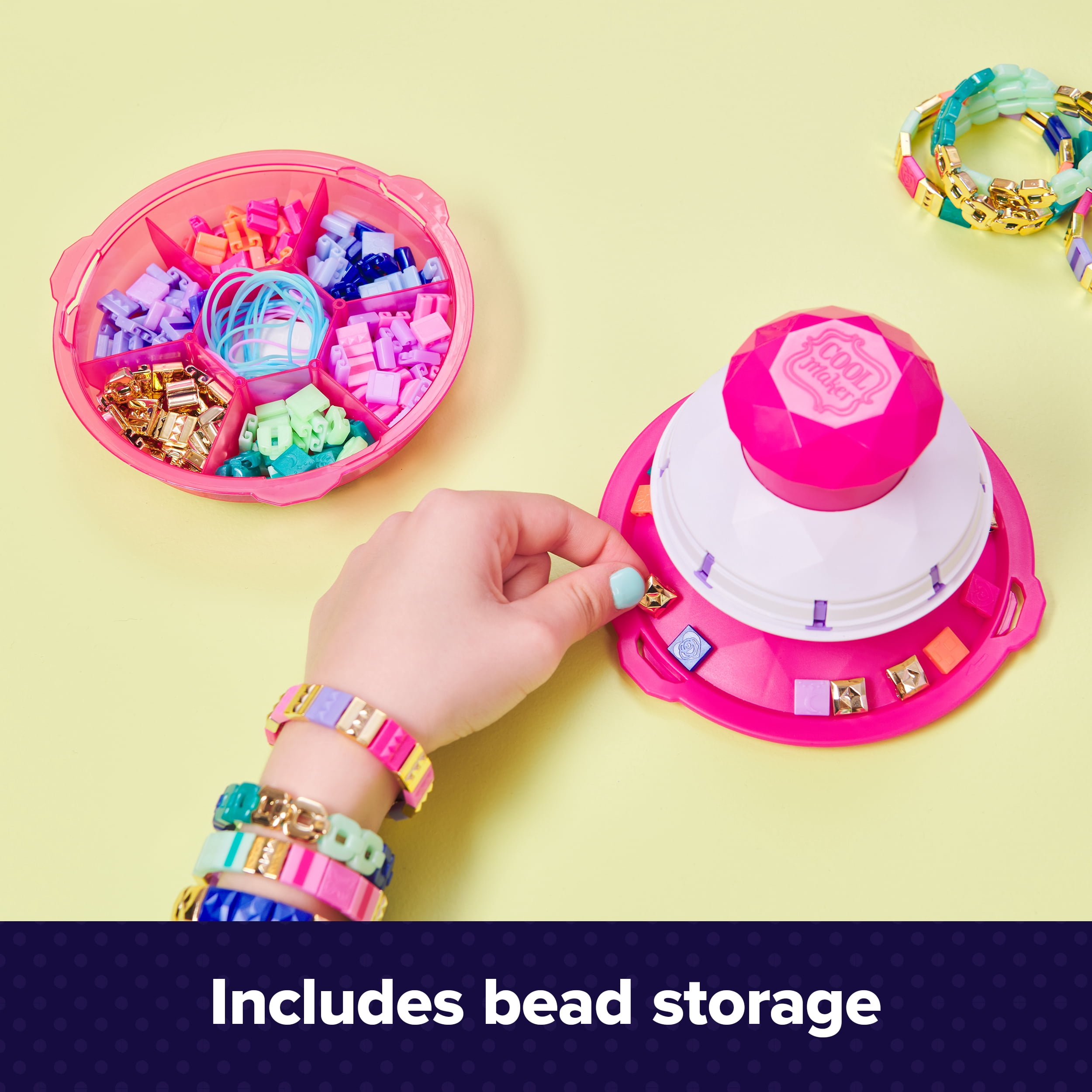 Cool Maker PopStyle Bracelet Maker, 170 superbes perles, 10 bracelets, rangement, coffret de fabrication de bracelets d'amitié, jouets d'art et de loisirs créatifs pour filles