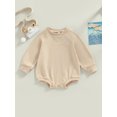 thumbnail image 2 of Faithtur Bébé Filles Garçons Sweat-Shirts Couleur Unie Manches Longues Col Rond Combinaisons Automne Hiver Bébé Bodys, 2 of 9