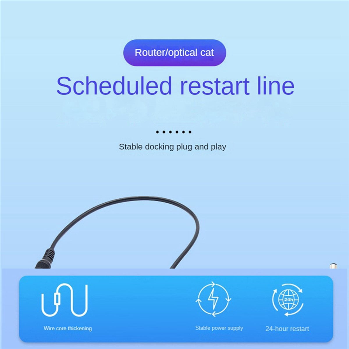 2X 24 Hour Auto Reboot Router Routing Timer Reset Tool DC Power Timing Fiber Modem Router DC Power Manager White