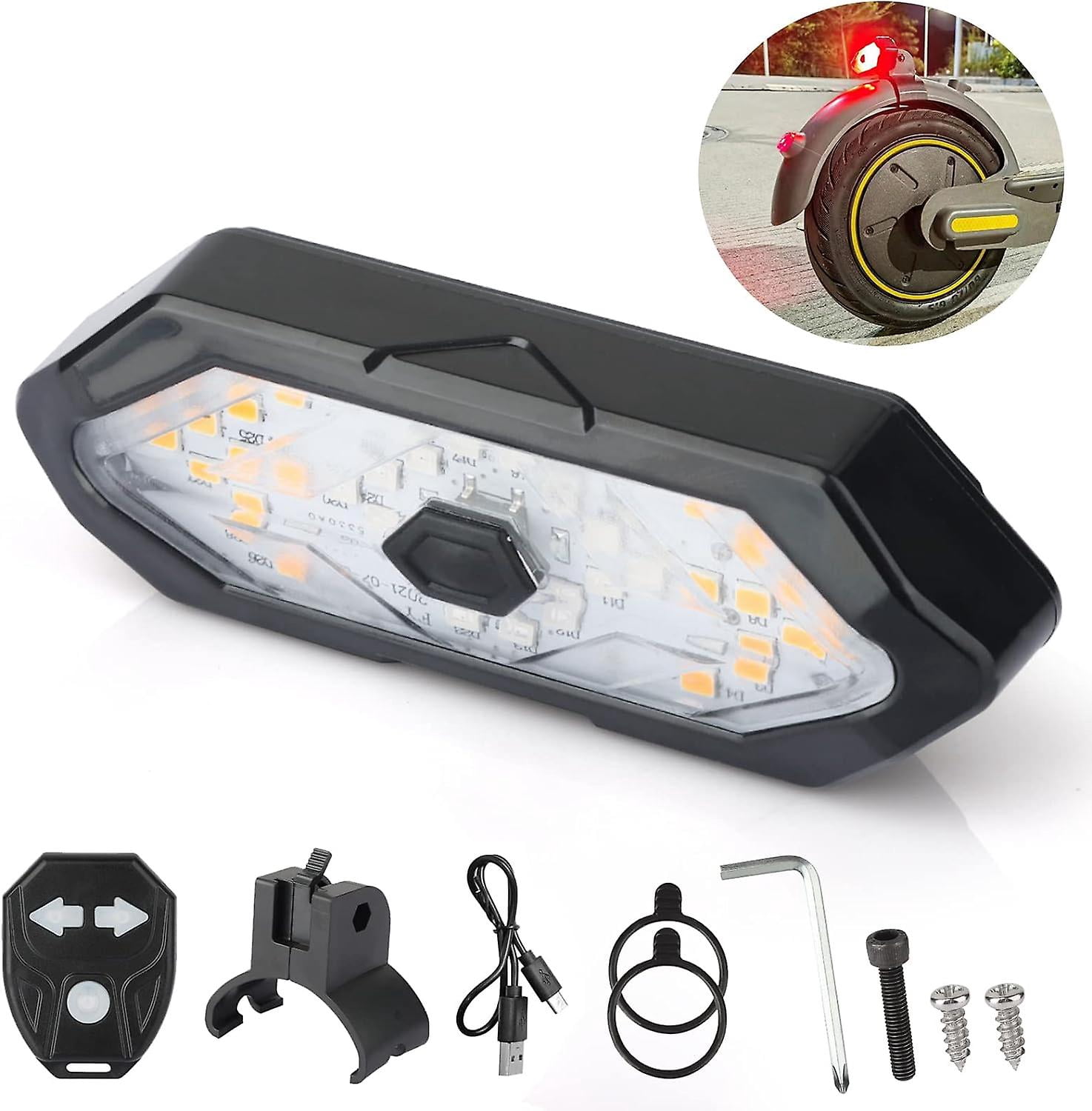E Scooter Turn Signal,Remote Control Electric Scooter LED Blinker/Tail Light Compatible with Max G30/Ninebot/Segway Series Electric Scooter, Adjustab