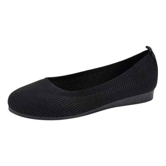B91xZ Women's Knit Loafers Wide Width Round Toe Block Heel Loafers Shoes,Black 8