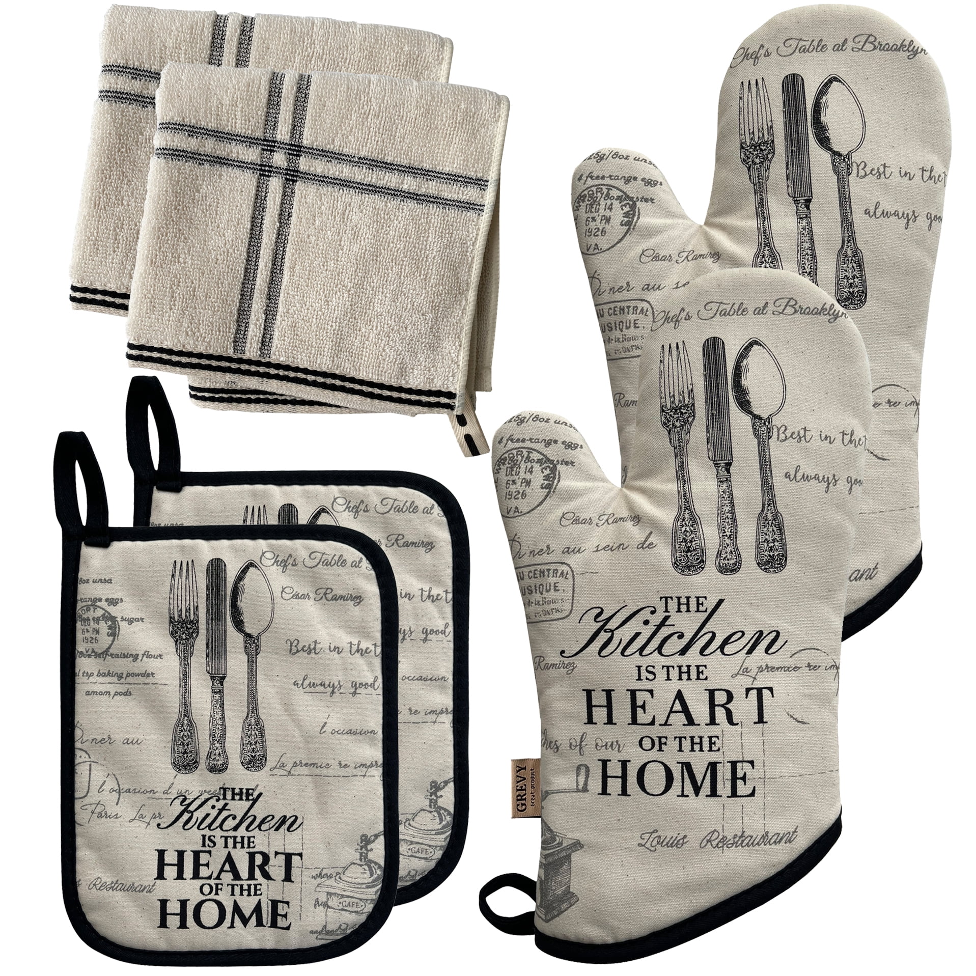 Oven Mitts Hot Pad Wash Clothing 6 Piece Set