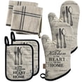 thumbnail image 1 of Oven Mitts Hot Pad Wash Clothing 6 Piece Set, 1 of 6