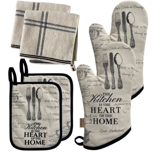 Oven Mitts Hot Pad Wash Clothing 6 Piece Set