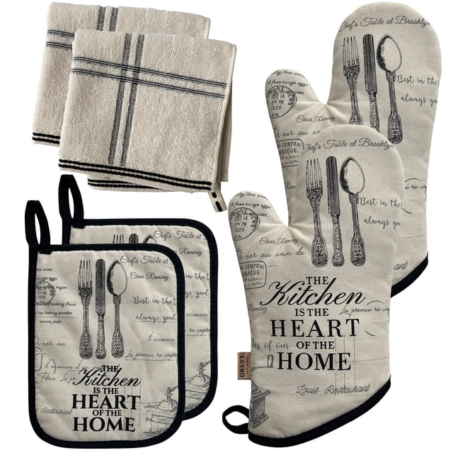 Oven Mitts Hot Pad Wash Clothing 6 Piece Set