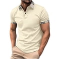thumbnail image 1 of Men Casual Stripe Printed Button Short Sleeve Turndown Collar Blouse Shirt, 1 of 5