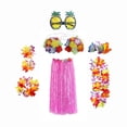 thumbnail image 1 of Tropical hawaiian Skirt Costume Set Glasses Accessory Adjustable Stretchy Womens 80cm, 1 of 8