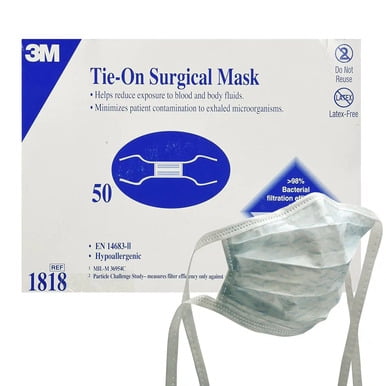 3M 1818 Tie-On Surgical Face Masks - 50/Box
