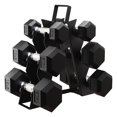 thumbnail image 1 of BalanceFrom 60 lb Rubber Coated Iron Dumbbell Hex Weights Set with A-Frame Rack, Black, 1 of 10