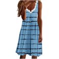 thumbnail image 2 of SMihono Robes d'Été Bohémiennes Femmes Grande Taille Mode Femmes Décontracté Sexy Col en V Imprimé Été Dentelle Sans Manches Mini Robe, 2 of 4