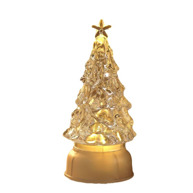 Lksixu Crystal Christmas Tree, Christmas Decorations 5.1" Pre-lit Tabletop Christmas Tree Figurine with LED Lights, Battery Operated Glowing Xmas Tree Night Lamp Table Centerpiece for Holiday Party