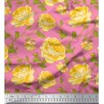 thumbnail image 1 of Soimoi Tissu en Coton Canard Feuilles & Roses Imprimés Floraux au Mètre 56 Pouces de Large, 1 of 3